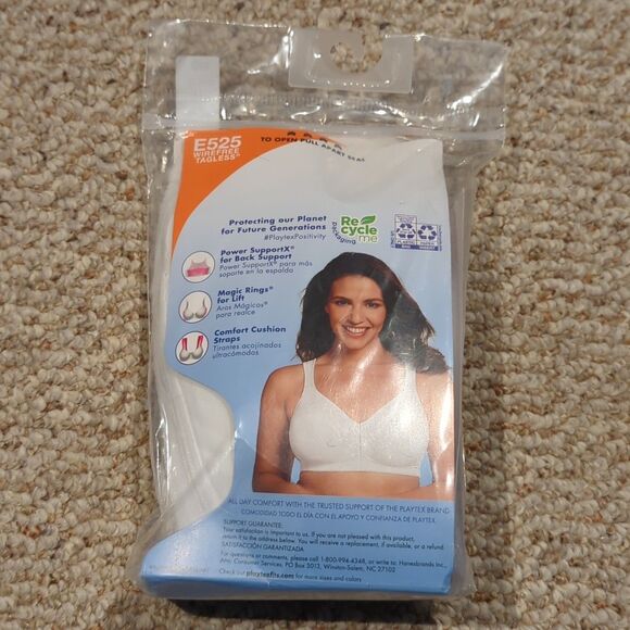 Playtex 18 Hour Bra 44D White E525 Posture Boost Front Close Cushion Strap - Picture 2 of 6